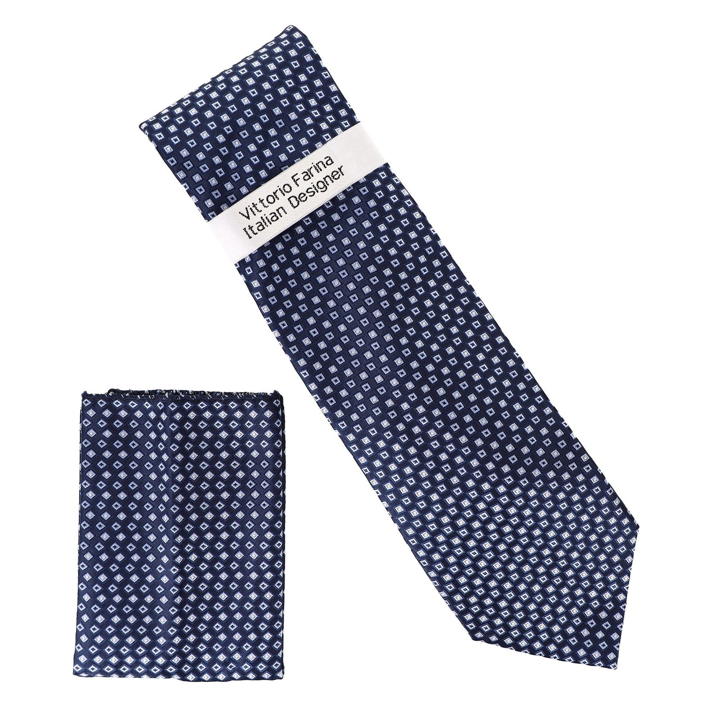 Vittorio Farina Men's Geometric Design Necktie & Pocket Square - Suits You Sir - D - 1256 -