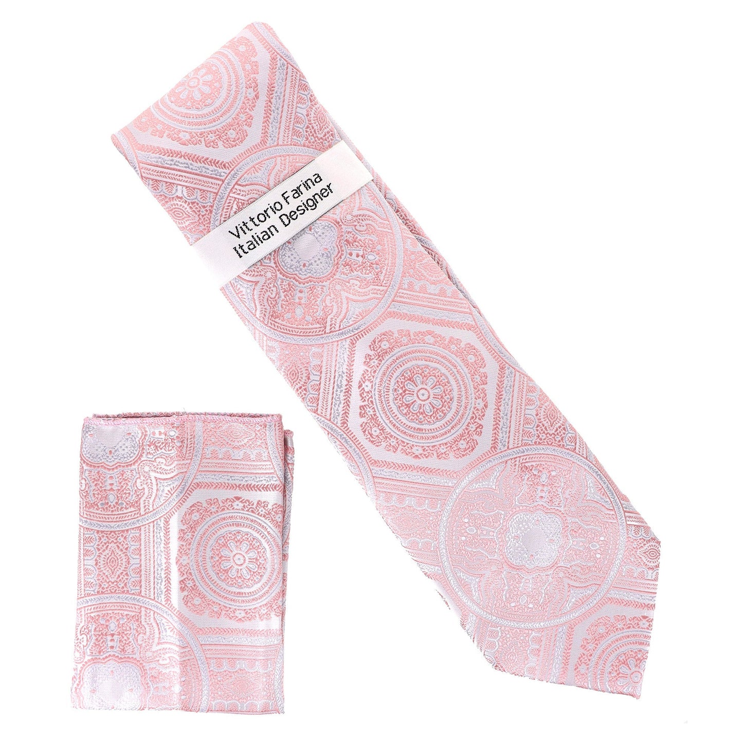 Vittorio Farina Men's Geometric Design Necktie & Pocket Square - Suits You Sir - D - 1349 -