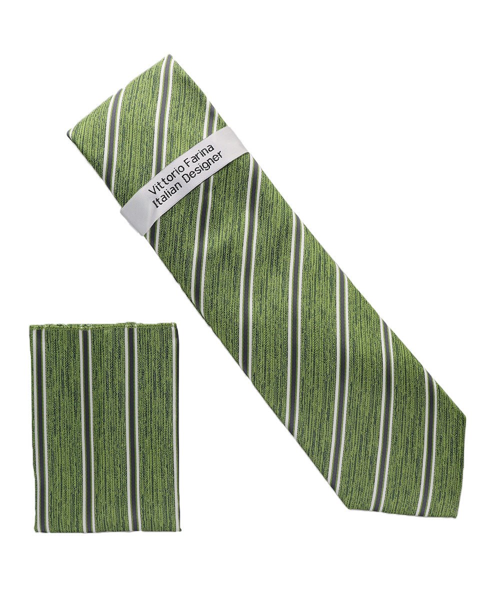 Vittorio Farina Men's Geometric Design Necktie & Pocket Square - Suits You Sir - D - 1371 -