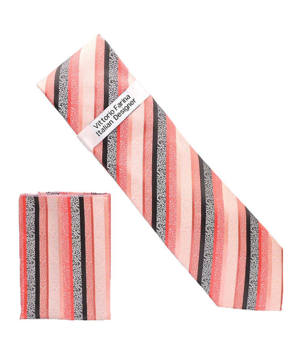 Vittorio Farina Men's Geometric Design Necktie & Pocket Square - Suits You Sir - D - 1372 -