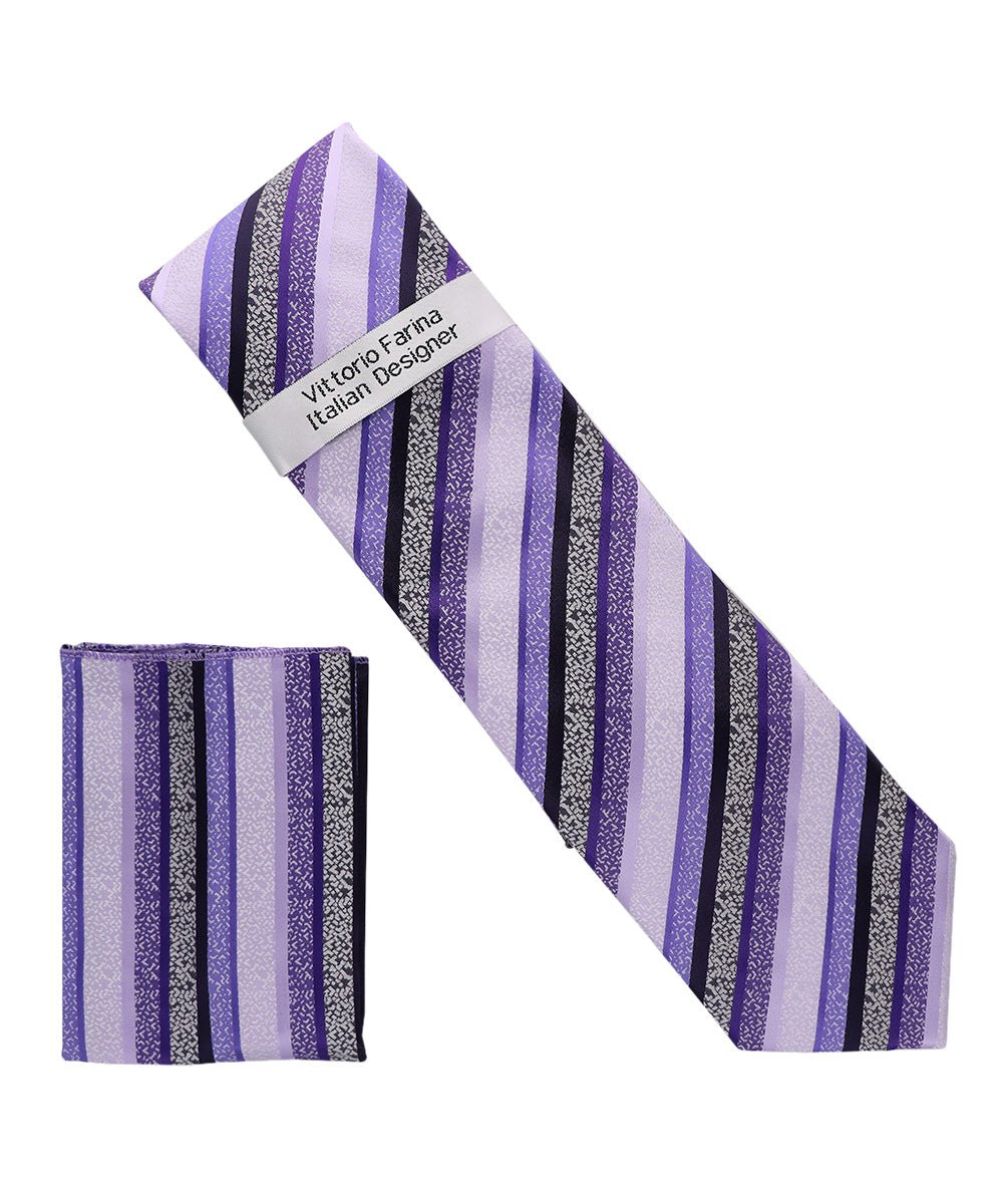 Vittorio Farina Men's Geometric Design Necktie & Pocket Square - Suits You Sir - D - 1373 -