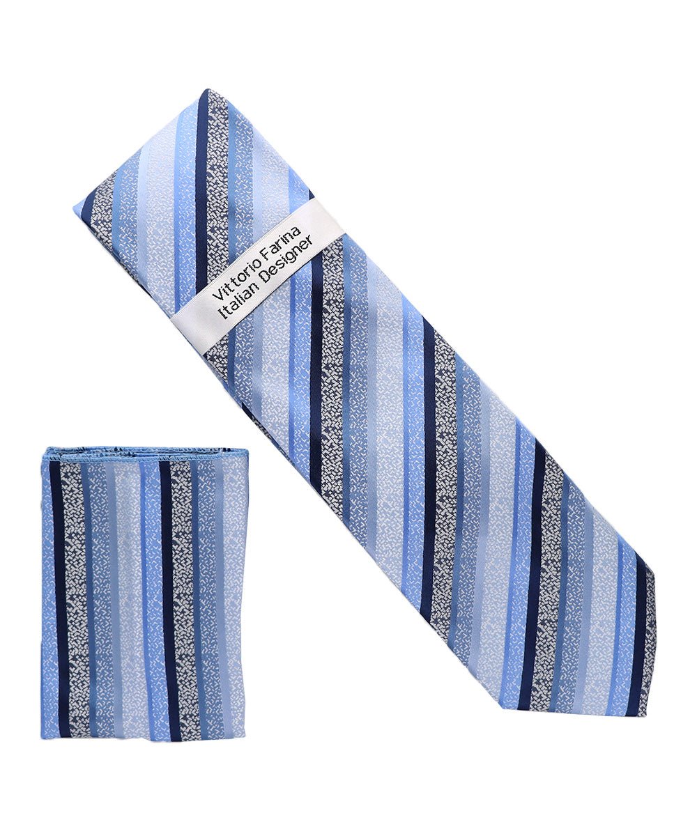 Vittorio Farina Men's Geometric Design Necktie & Pocket Square - Suits You Sir - D - 1374 -