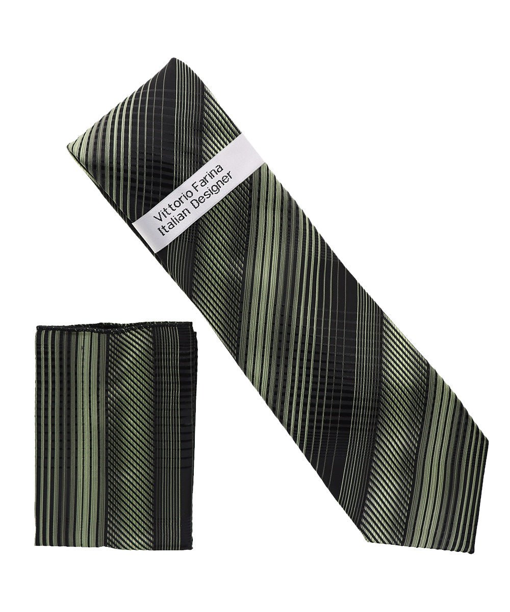 Vittorio Farina Men's Geometric Design Necktie & Pocket Square - Suits You Sir - D - 1374 -