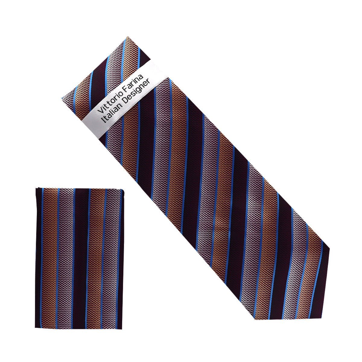Vittorio Farina Men's Geometric Design Necktie & Pocket Square - Suits You Sir - NH - D_1437 -