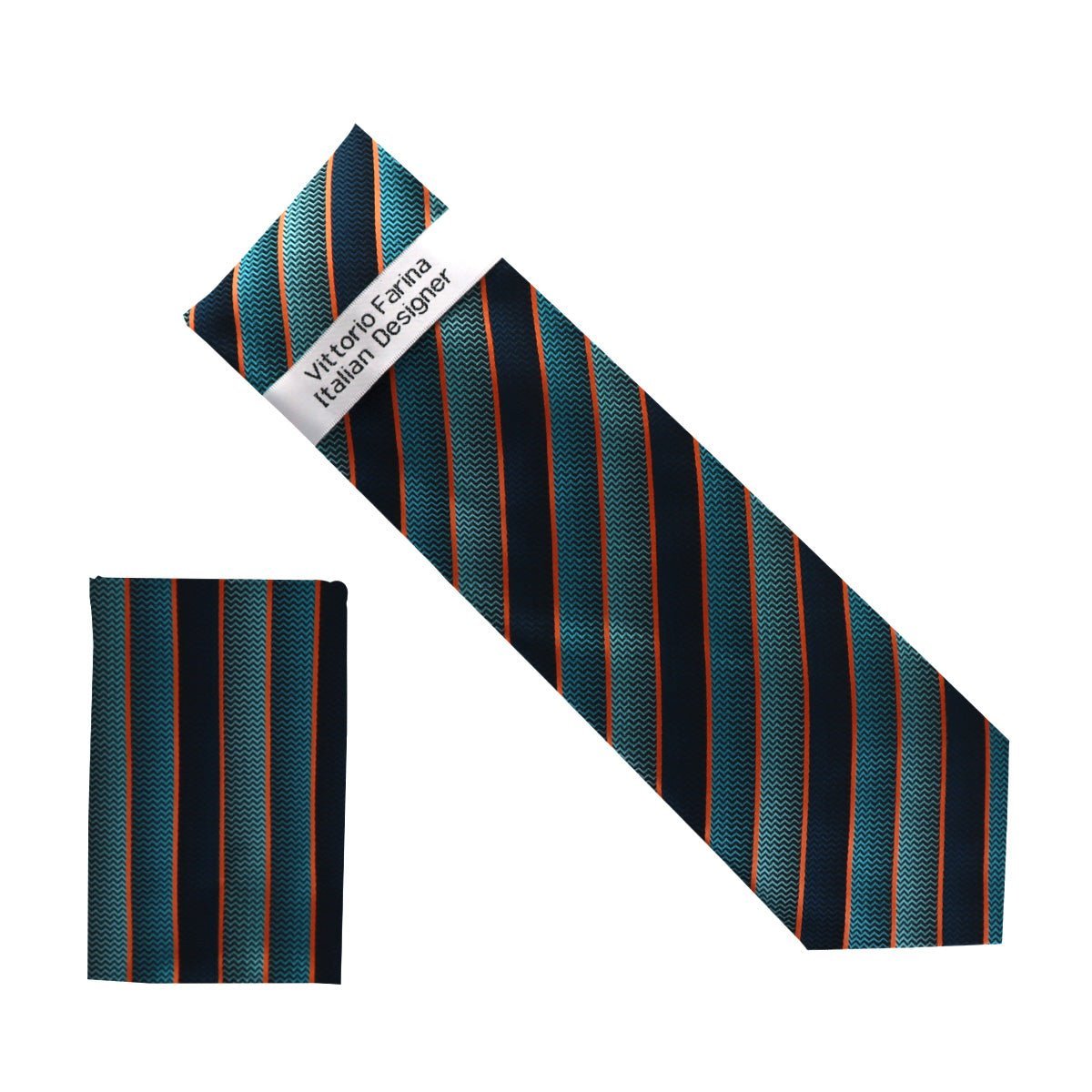 Vittorio Farina Men's Geometric Design Necktie & Pocket Square - Suits You Sir - NH - D_1439 -