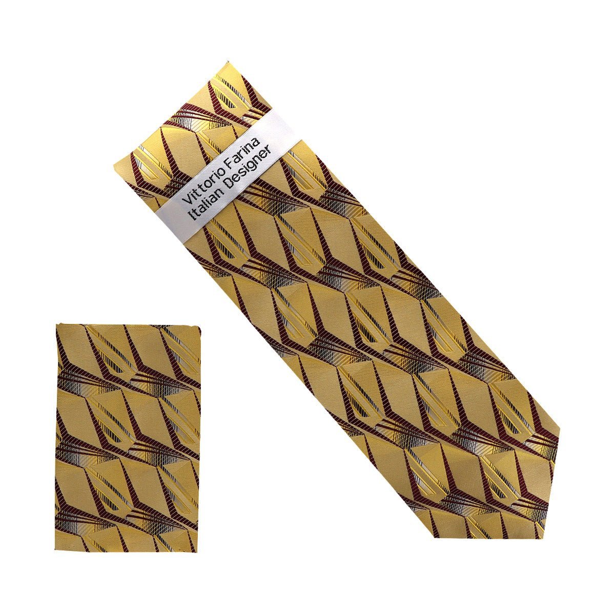 Vittorio Farina Men's Geometric Design Necktie & Pocket Square - Suits You Sir - NH - D_1440 -