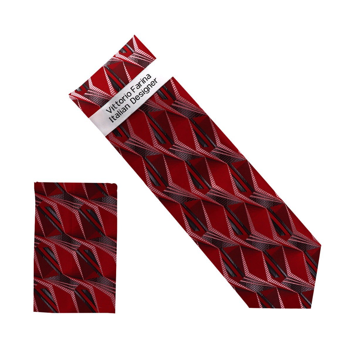 Vittorio Farina Men's Geometric Design Necktie & Pocket Square - Suits You Sir - NH - D_1441 -