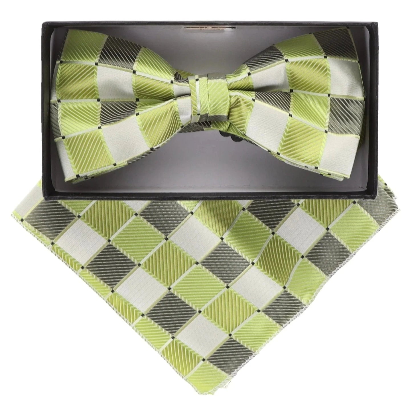 Vittorio Farina Men's Geometric Design Satin Bow Tie & Pocket Square in Gift Box - Suits You Sir - BH - 21012 -