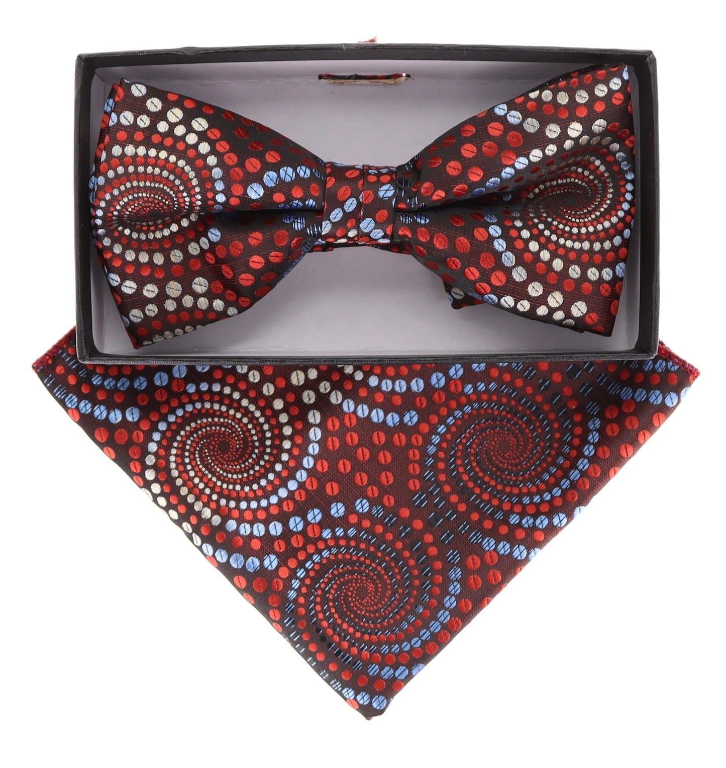 Vittorio Farina Men's Geometric Design Satin Bow Tie & Pocket Square in Gift Box - Suits You Sir - BH - 21087 -