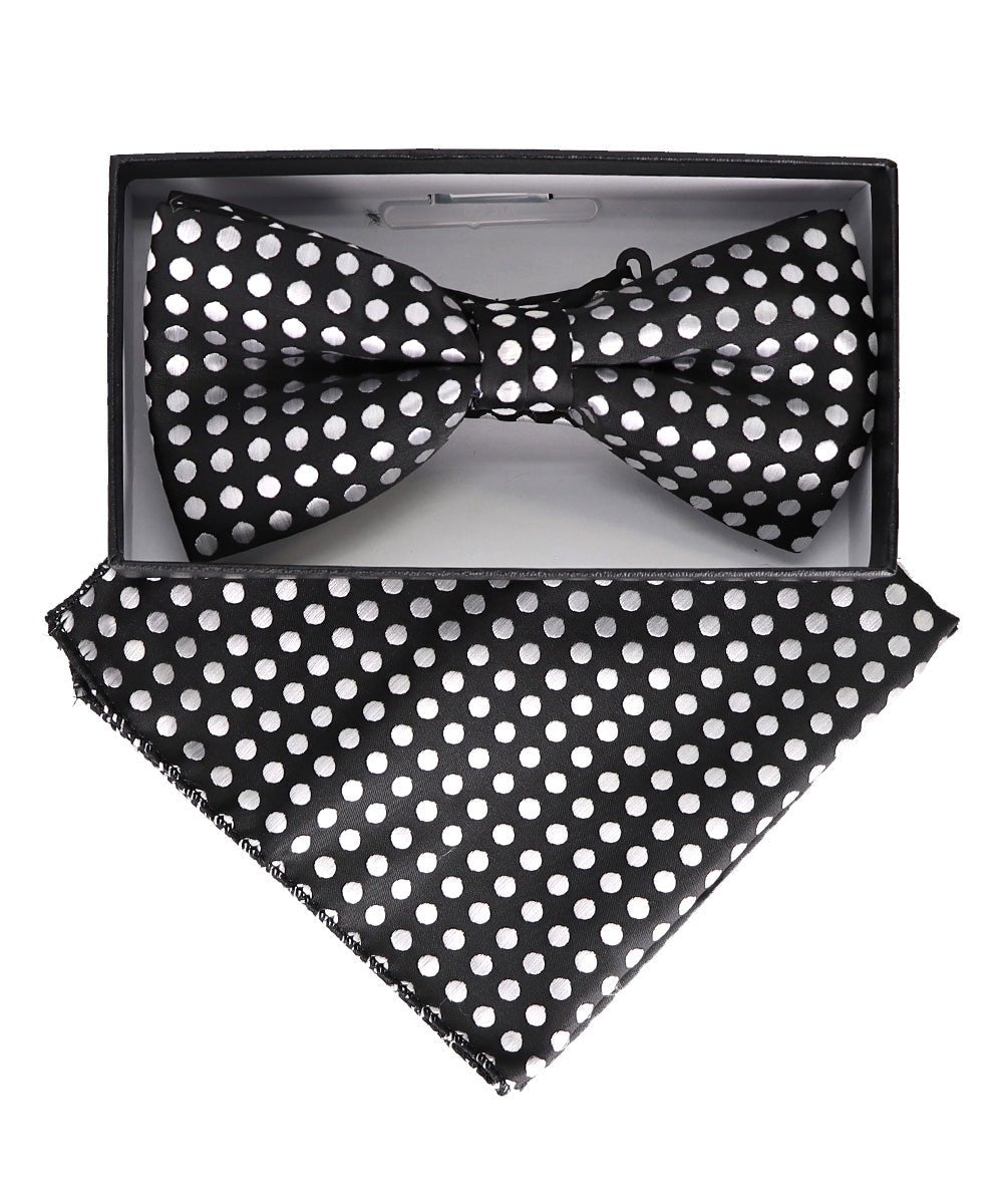 Vittorio Farina Men's Geometric Design Satin Bow Tie & Pocket Square in Gift Box - Suits You Sir - BH - 21161 -