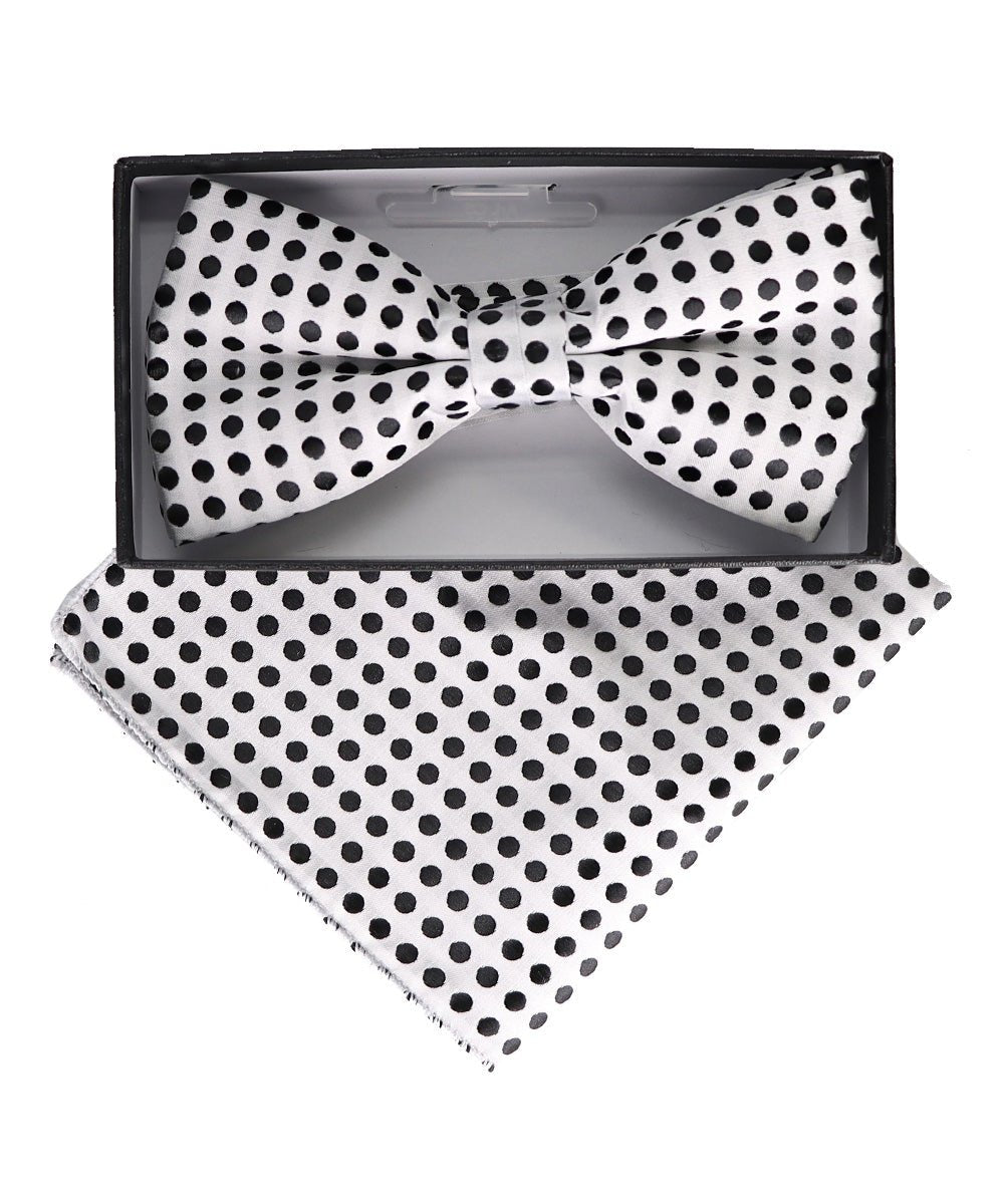 Vittorio Farina Men's Geometric Design Satin Bow Tie & Pocket Square in Gift Box - Suits You Sir - BH - 23070 -