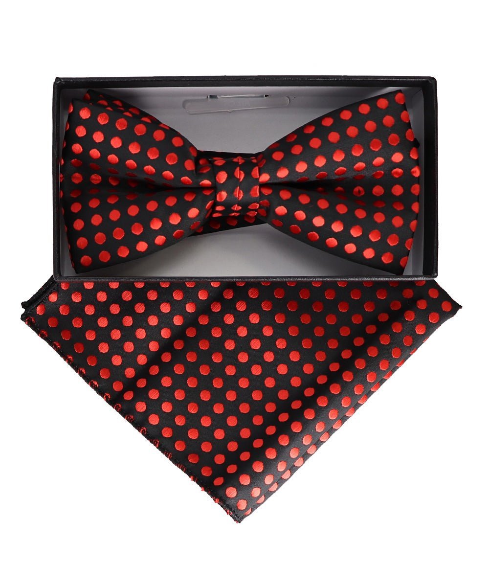 Vittorio Farina Men's Geometric Design Satin Bow Tie & Pocket Square in Gift Box - Suits You Sir - BH - 23071 -