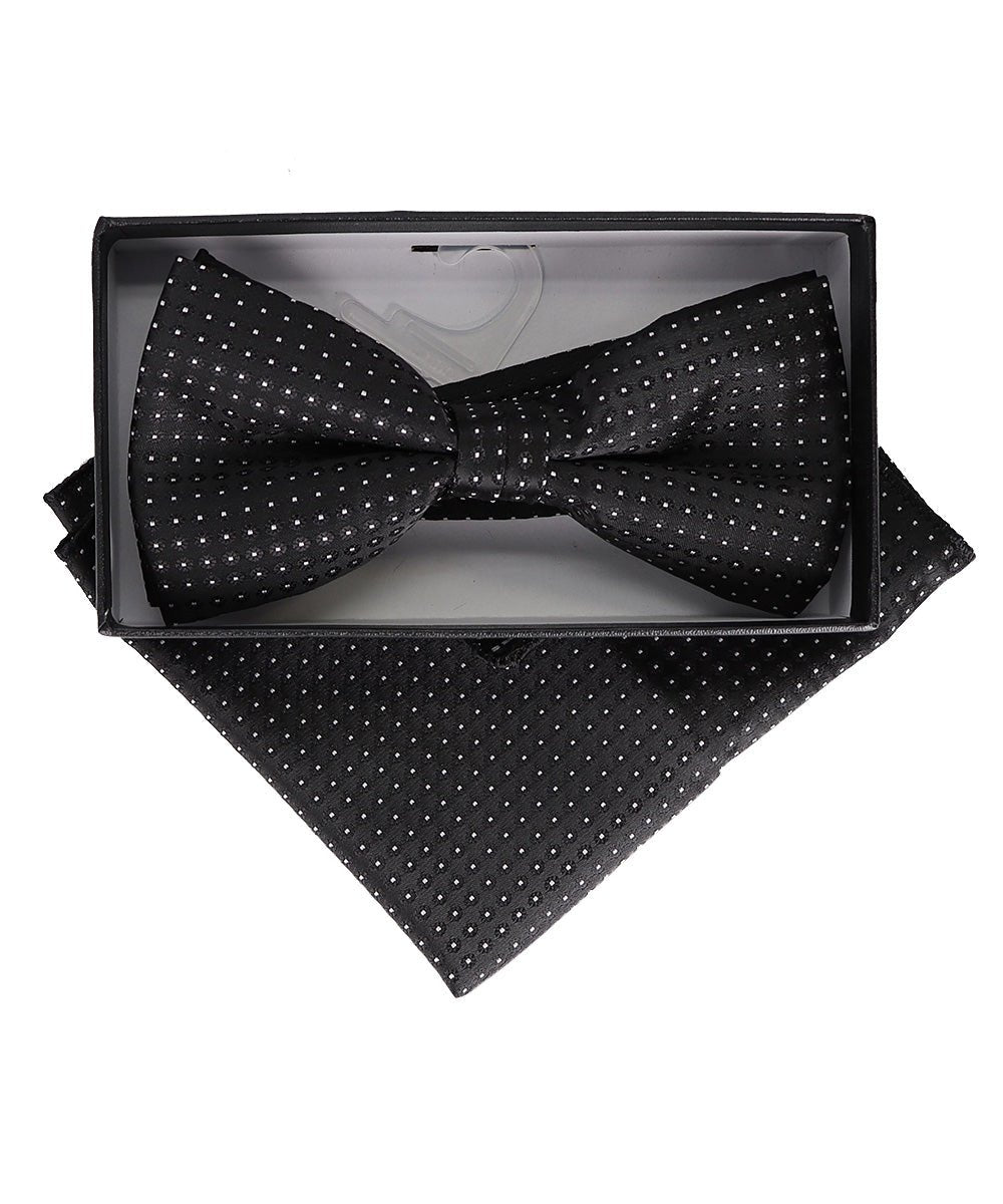 Vittorio Farina Men's Geometric Design Satin Bow Tie & Pocket Square in Gift Box - Suits You Sir - BH - 23073 -