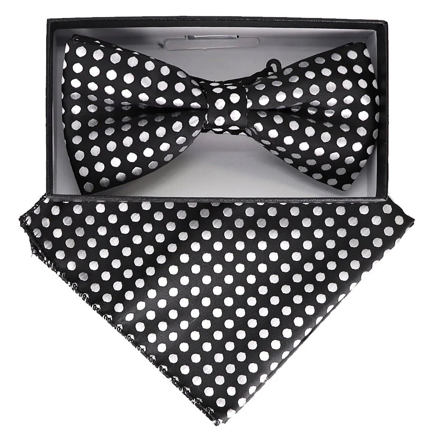 Vittorio Farina Men's Geometric Design Satin Bow Tie & Pocket Square in Gift Box - Suits You Sir - BH - 23075 -