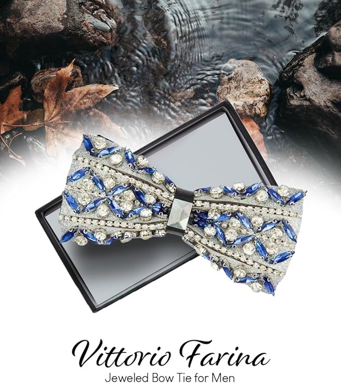 Vittorio Farina Men's Jeweled Bow Tie in Gift Box - Suits You Sir - Design: 1 -