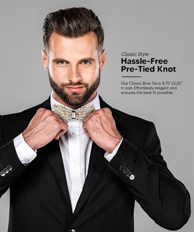 Vittorio Farina Men's Jeweled Bow Tie in Gift Box - Suits You Sir - Design: Rose Gold -