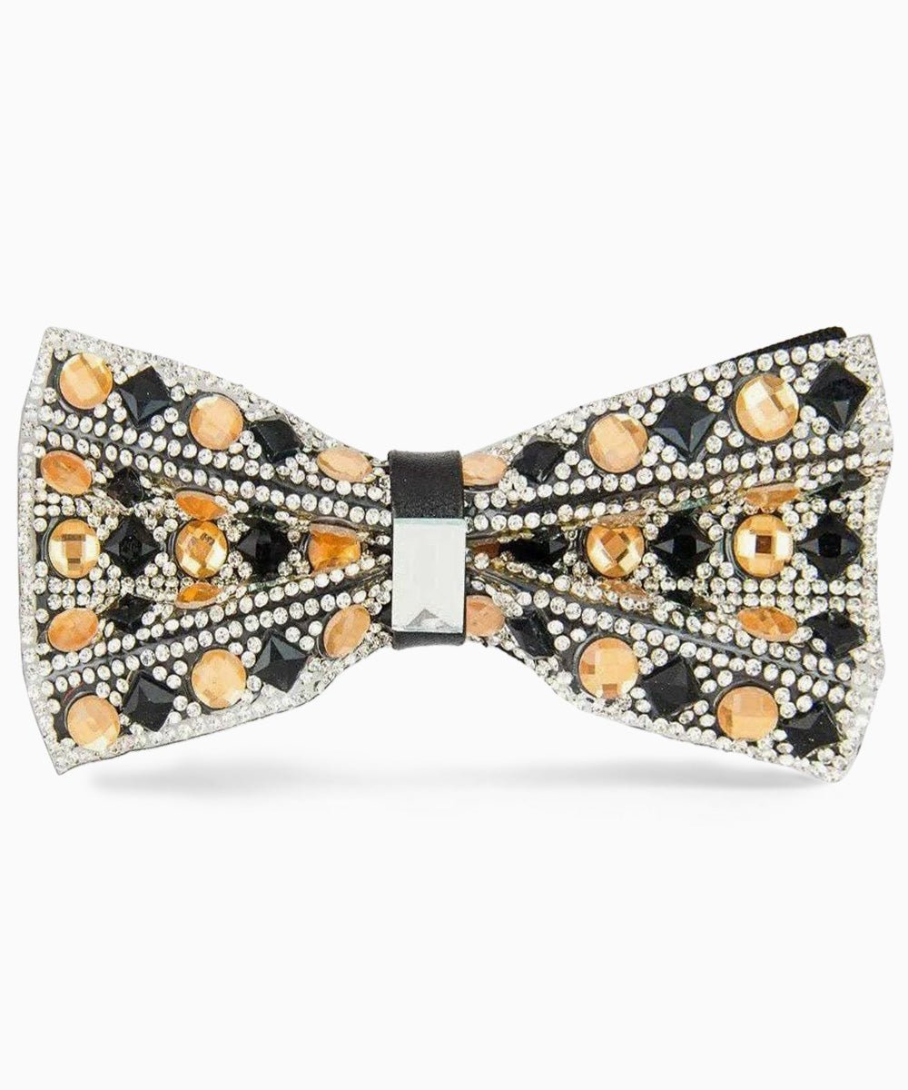 Vittorio Farina Men's Jeweled Bow Tie in Gift Box - Suits You Sir - Jeweled: Black and Taupe -