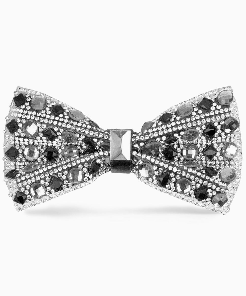 Vittorio Farina Men's Jeweled Bow Tie in Gift Box - Suits You Sir - Jeweled: Silver and Black -
