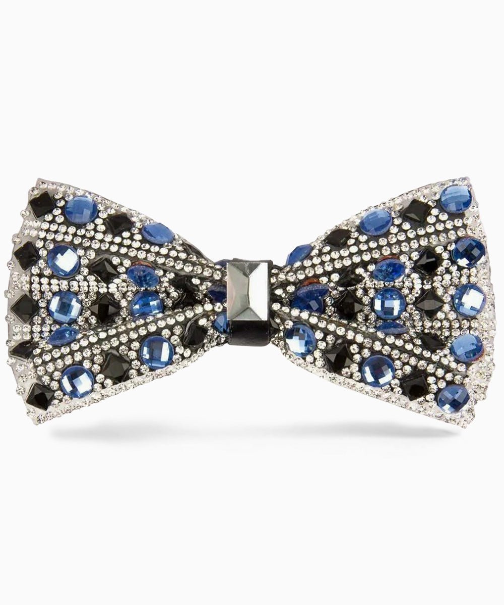Vittorio Farina Men's Jeweled Bow Tie in Gift Box - Suits You Sir - Jeweled: Silver and Blue -