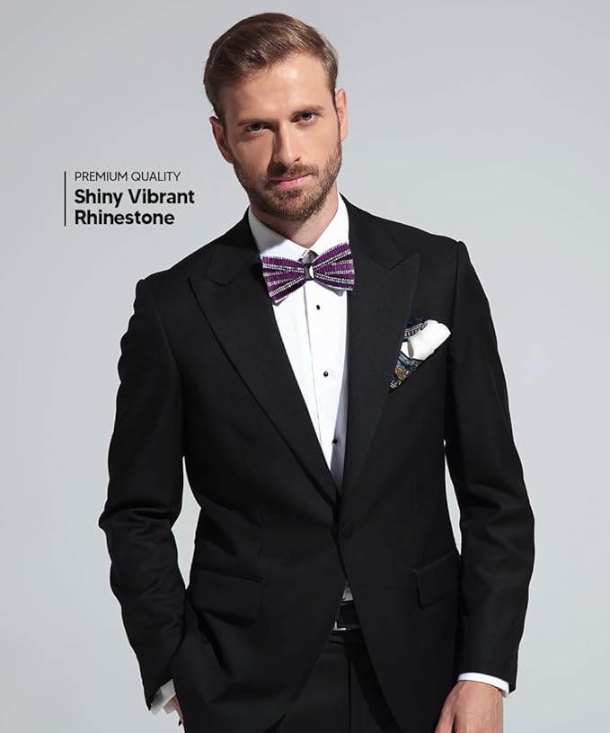 Vittorio Farina Men's Jeweled Bow Tie in Gift Box - Suits You Sir - Solid: Purple -