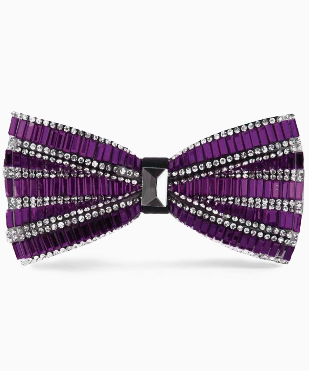 Vittorio Farina Men's Jeweled Bow Tie in Gift Box - Suits You Sir - Solid: Purple -