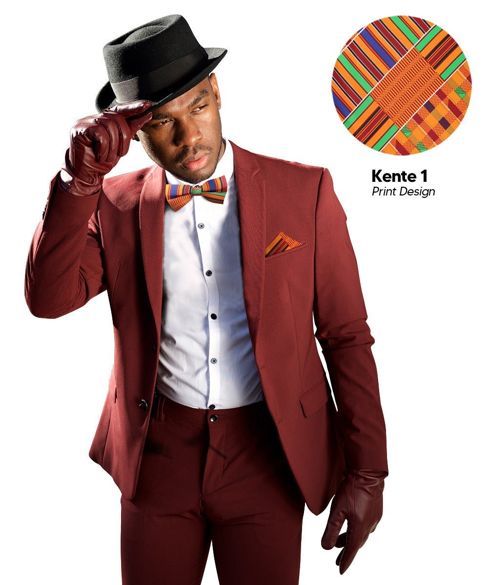 Vittorio Farina Men's Kente Satin Bow Tie & Pocket Square in Gift Box - Suits You Sir - Kente 1 -