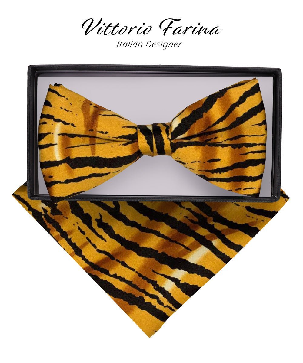 Vittorio Farina Men's Kente Satin Bow Tie & Pocket Square in Gift Box - Suits You Sir - Kente 3 -