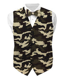 Vittorio Farina Men's Kente Satin Vest and Bow Tie Set - Suits You Sir - Camouflage - S