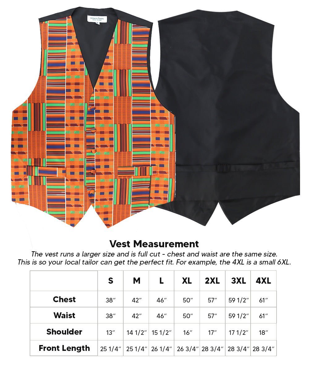 Vittorio Farina Men's Kente Satin Vest and Bow Tie Set - Suits You Sir - Kente 1 - S