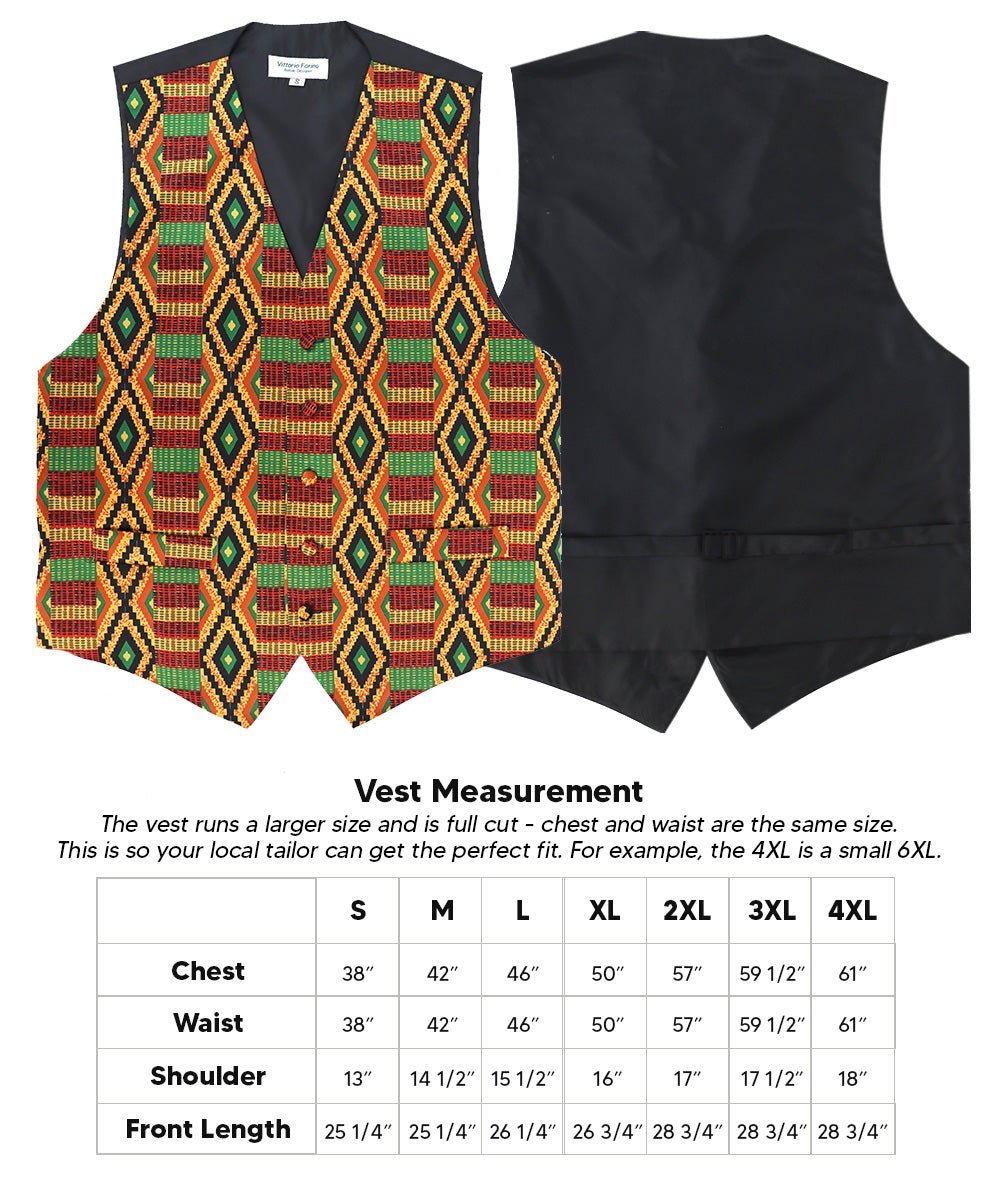 Vittorio Farina Men's Kente Satin Vest and Bow Tie Set - Suits You Sir - Kente 2 - S