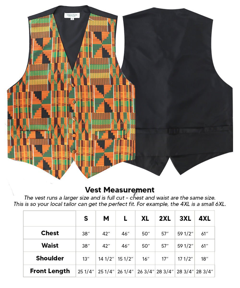 Vittorio Farina Men's Kente Satin Vest and Bow Tie Set - Suits You Sir - Kente 3 - S