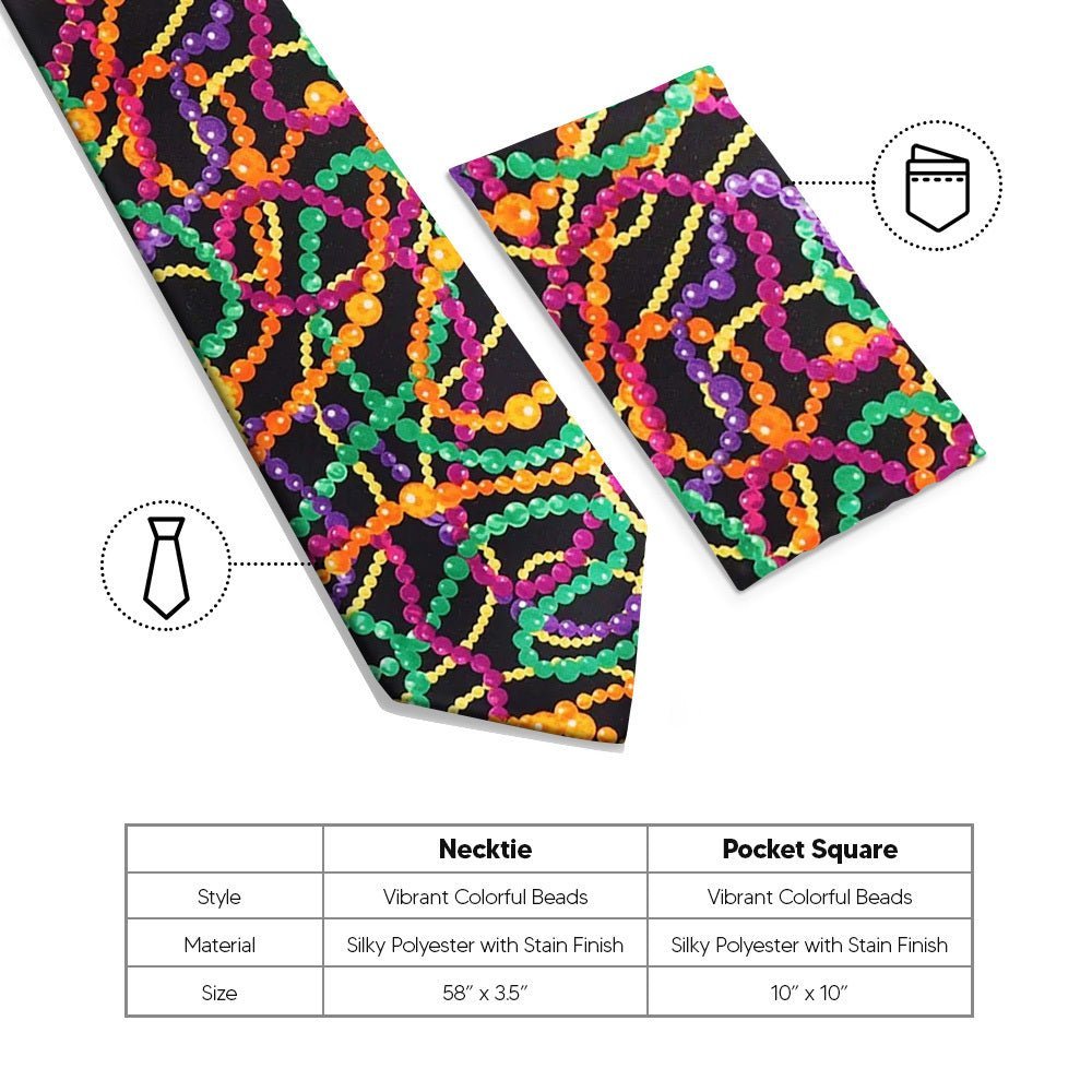 Vittorio Farina Men's Mardi Gras Satin Necktie and Pocket Square - Suits You Sir - Mardi 8: Vibrant Colorful Celebration -