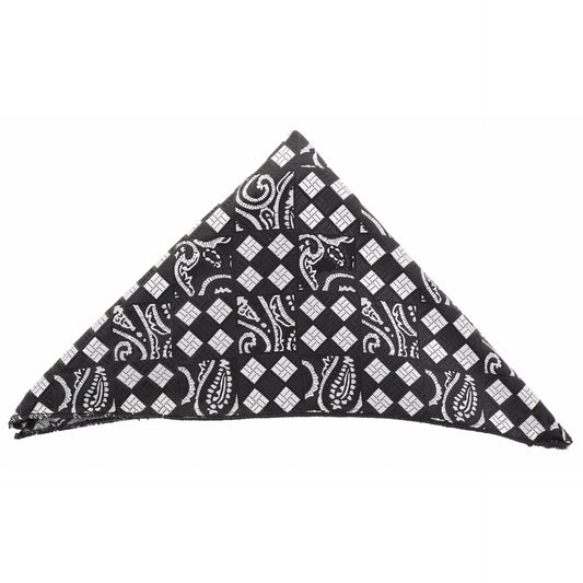 Vittorio Farina Men's Paisley Design Microfiber Pocket Square - Suits You Sir - Black Geometric -