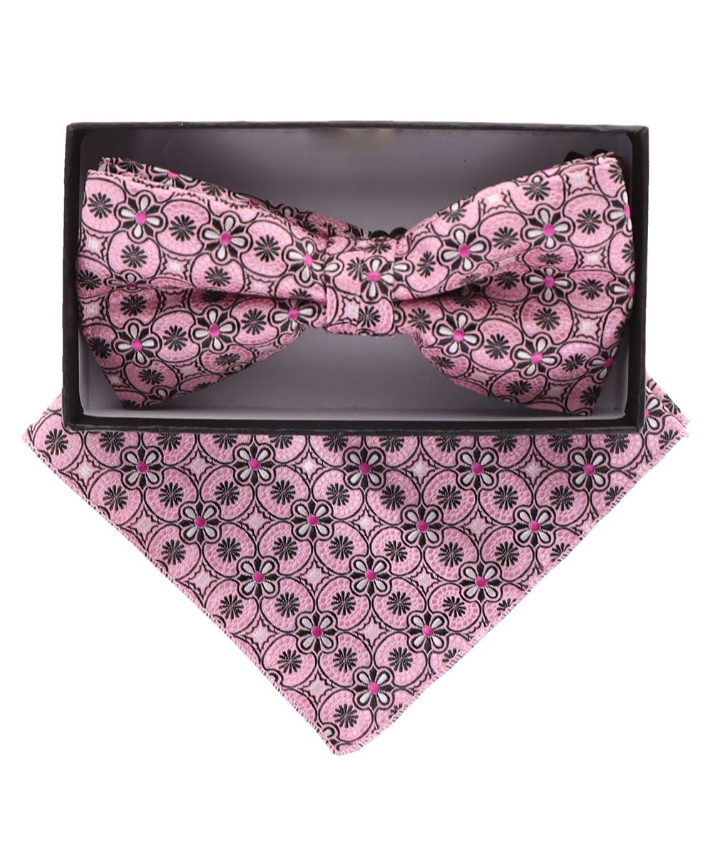 Vittorio Farina Men's Paisley Design Satin Bow Tie & Pocket Square in Gift Box - Suits You Sir - BH - 21036 -