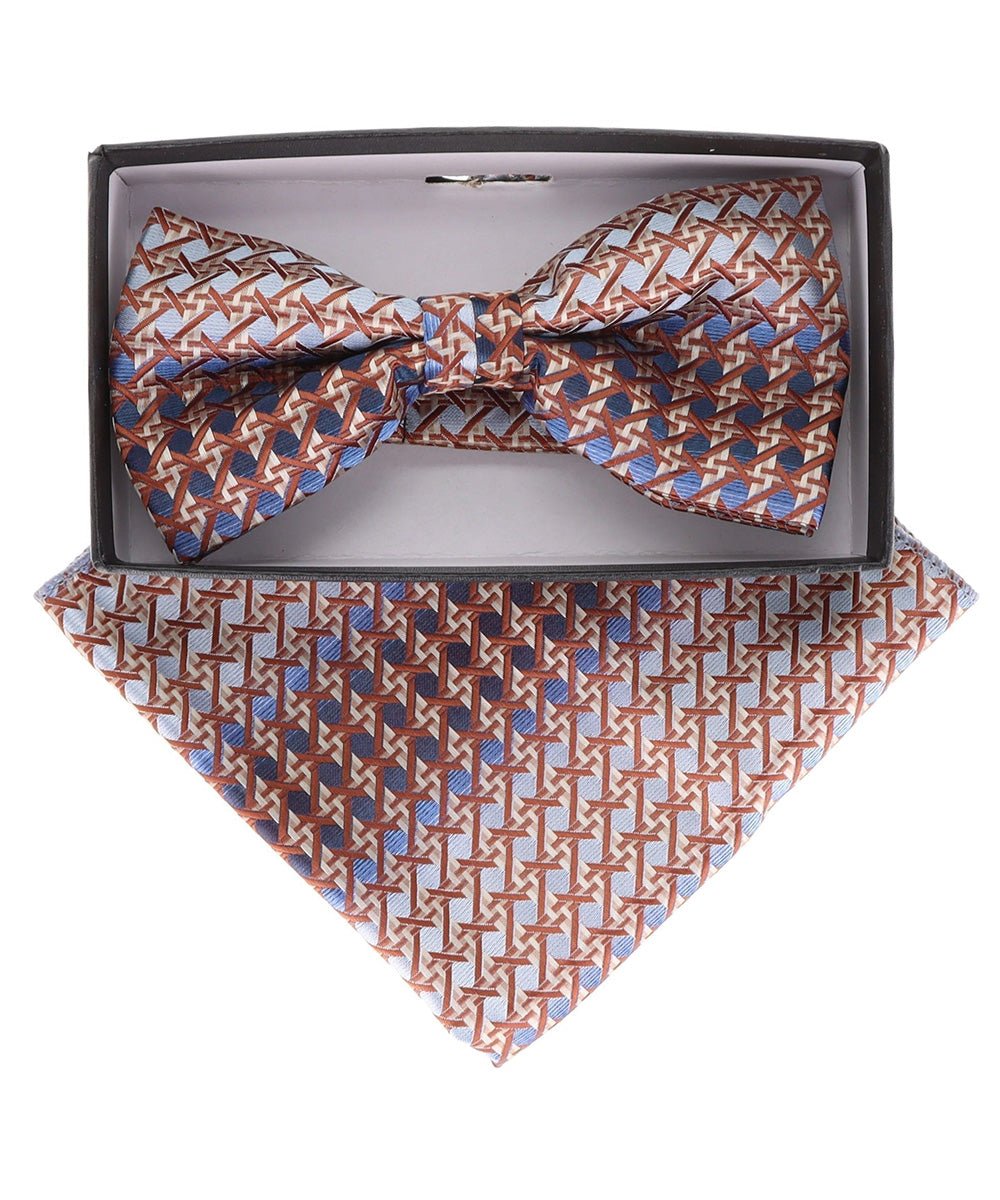 Vittorio Farina Men's Paisley Design Satin Bow Tie & Pocket Square in Gift Box - Suits You Sir - BH - 23002 -