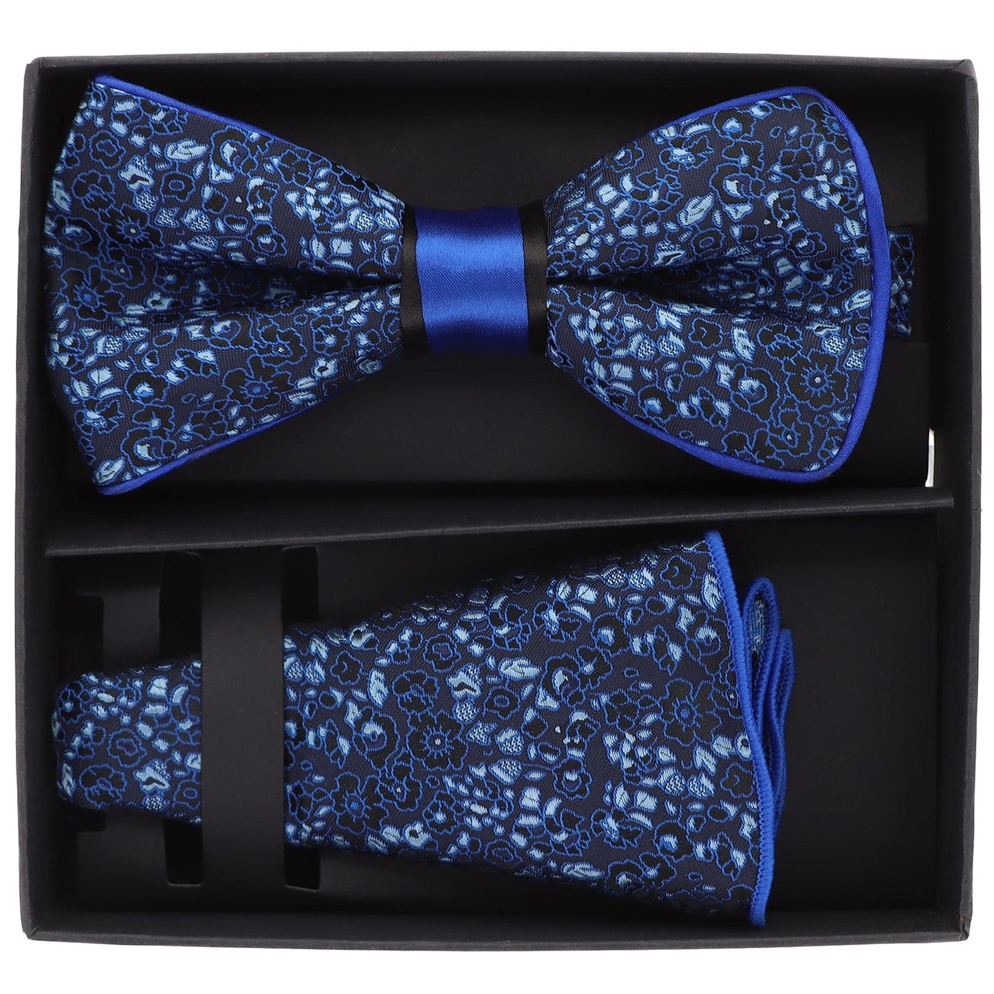 Vittorio Farina Men's Piping Design Bow Tie & Round Pocket Square in Gift Box - Suits You Sir - pbh - 21008 -