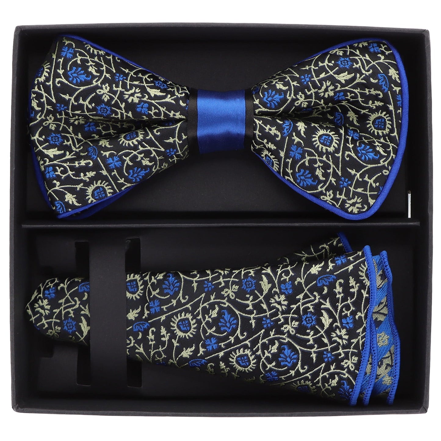 Vittorio Farina Men's Piping Design Bow Tie & Round Pocket Square in Gift Box - Suits You Sir - pbh - 21009 -