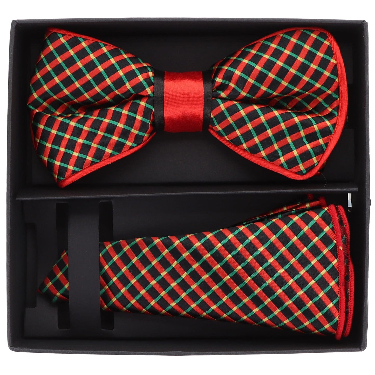 Vittorio Farina Men's Piping Design Bow Tie & Round Pocket Square in Gift Box - Suits You Sir - pbh - 21012 -