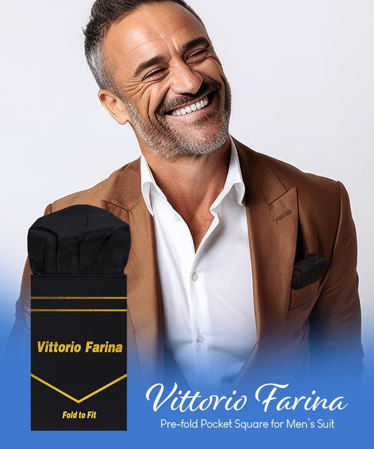 Vittorio Farina Men's Pre - Folded Pocket Square: Puff - Suits You Sir - Black -
