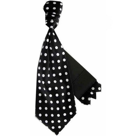 Vittorio Farina Men's Pretied Navy and White Dot Polka Dot Cravat & Pocket Square - Suits You Sir - Black and White -