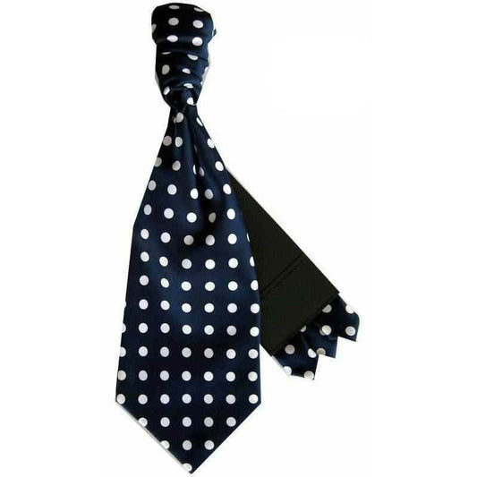 Vittorio Farina Men's Pretied Navy and White Dot Polka Dot Cravat & Pocket Square - Suits You Sir - Black and White -