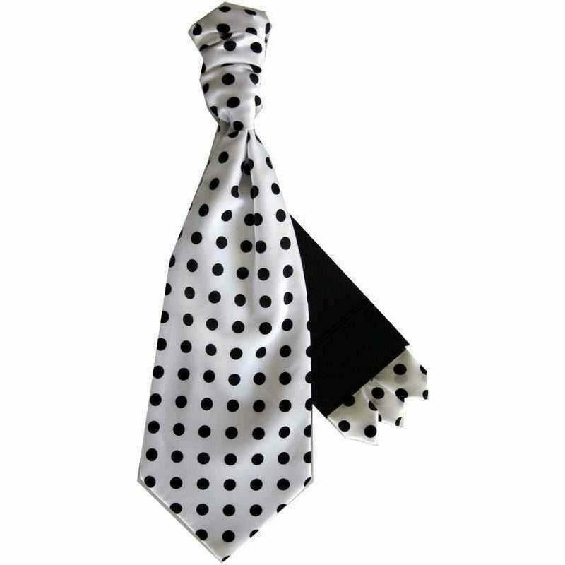 Vittorio Farina Men's Pretied Navy and White Dot Polka Dot Cravat & Pocket Square - Suits You Sir - Brown and White -