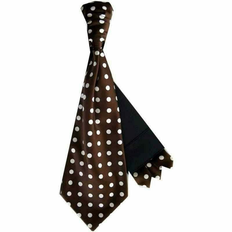 Vittorio Farina Men's Pretied Navy and White Dot Polka Dot Cravat & Pocket Square - Suits You Sir - Brown and White -