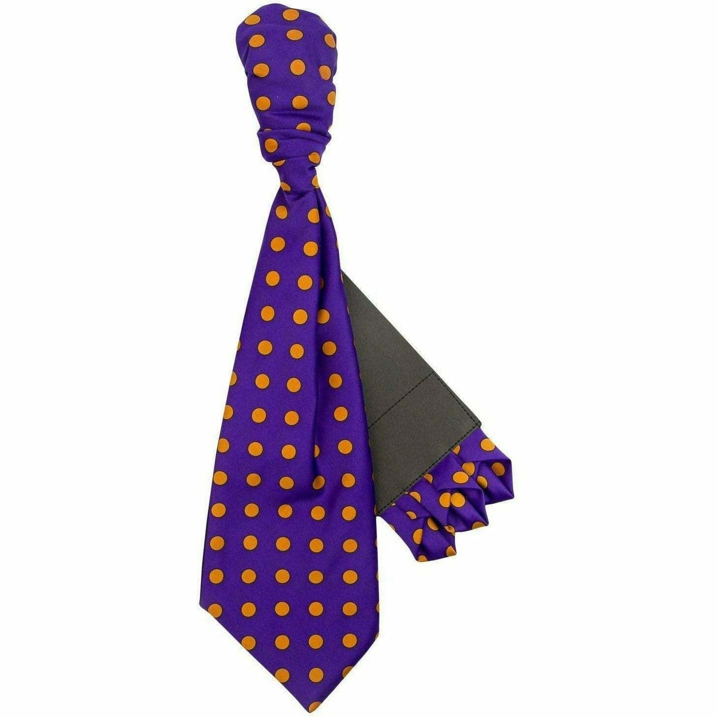 Vittorio Farina Men's Pretied Navy and White Dot Polka Dot Cravat & Pocket Square - Suits You Sir - Purple and Gold -
