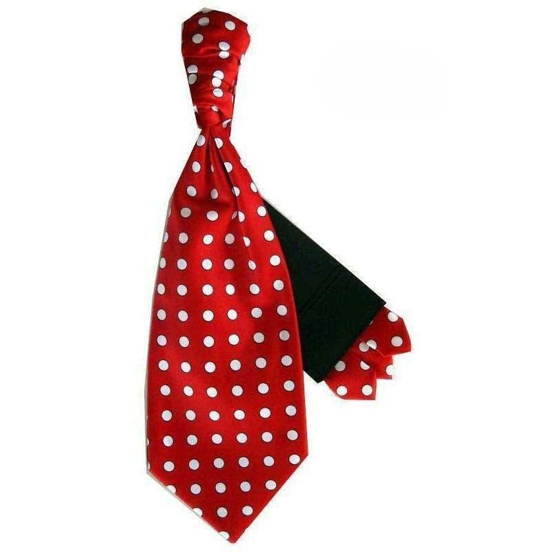 Vittorio Farina Men's Pretied Navy and White Dot Polka Dot Cravat & Pocket Square - Suits You Sir - Red and White -
