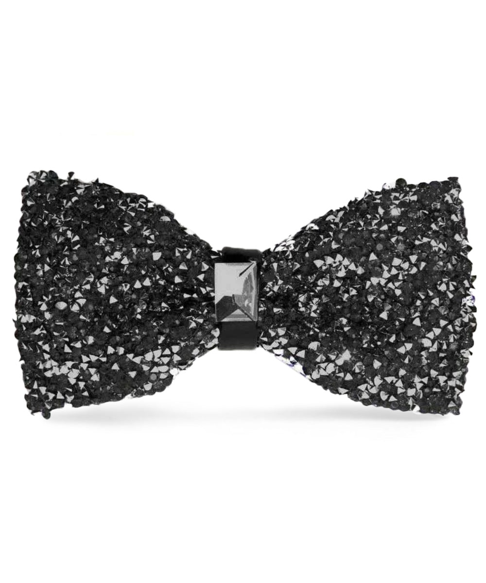 Vittorio Farina Men's Rhinestone Bow Tie in Gift Box - Suits You Sir - Black and Silver -