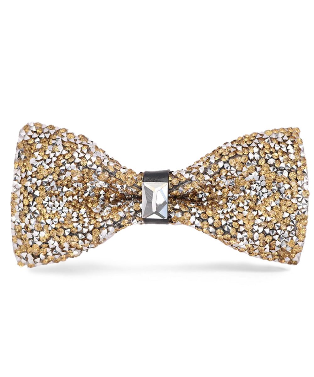 Vittorio Farina Men's Rhinestone Bow Tie in Gift Box - Suits You Sir - Gold and Silver -