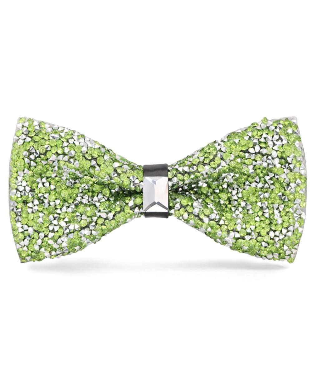 Vittorio Farina Men's Rhinestone Bow Tie in Gift Box - Suits You Sir - Light Green and Silver -