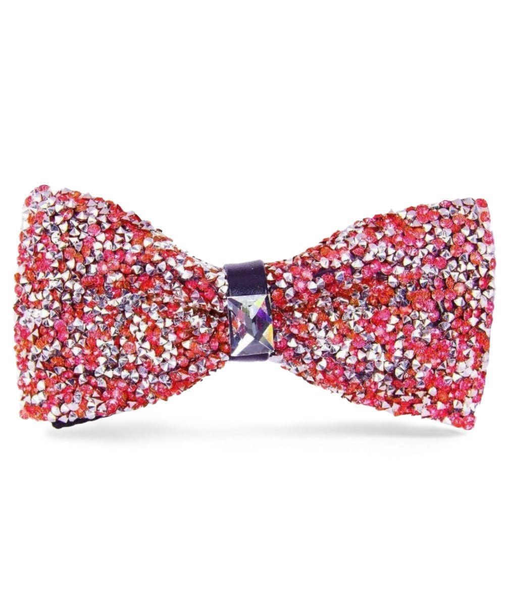 Vittorio Farina Men's Rhinestone Bow Tie in Gift Box - Suits You Sir - Orange and Silver -