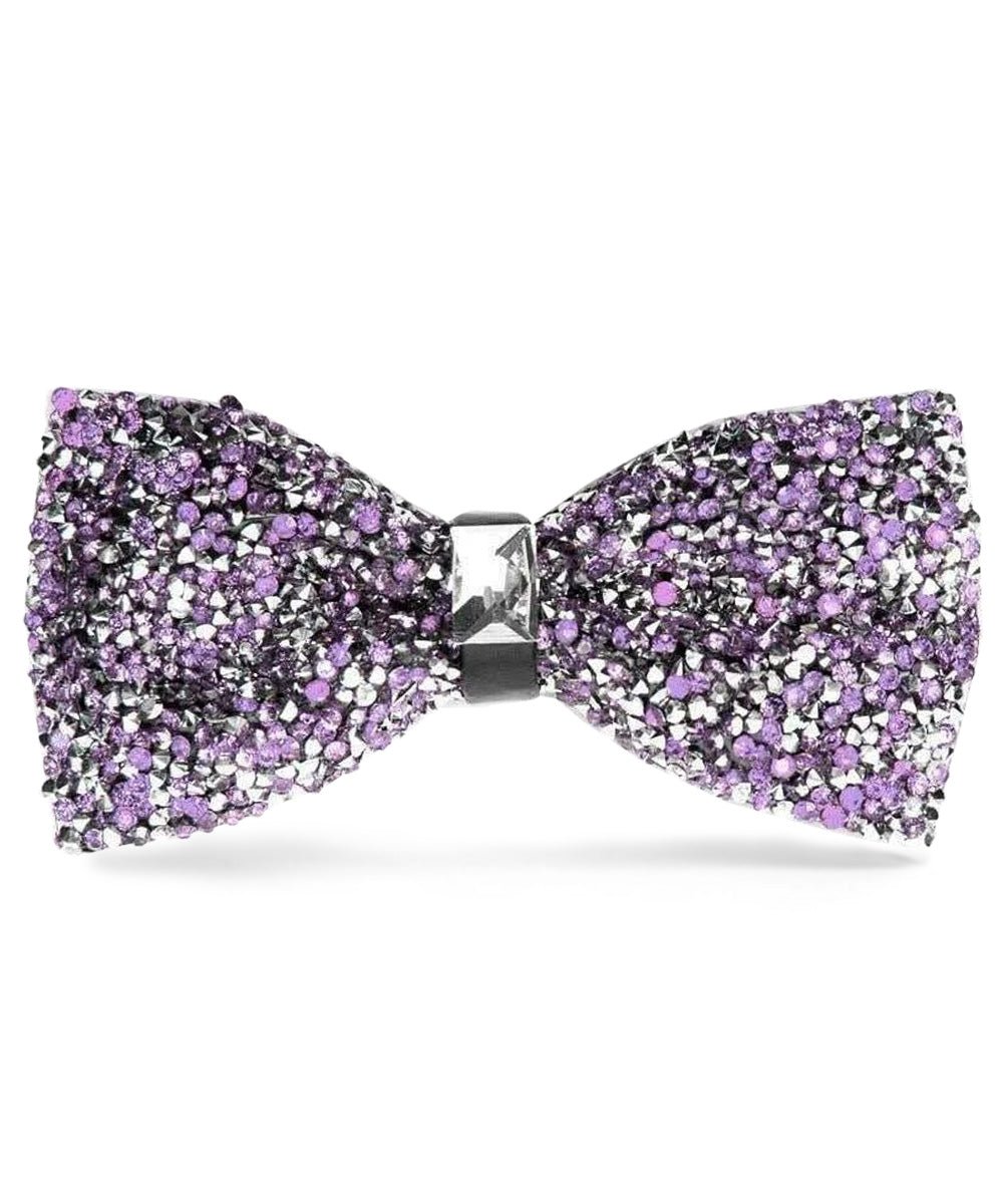 Vittorio Farina Men's Rhinestone Bow Tie in Gift Box - Suits You Sir - Purple and Silver -